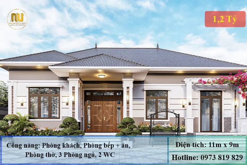 Nhà Cấp 4 Mái Nhật 100 Mét Vuông