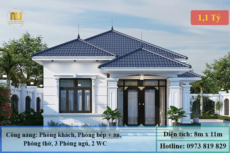 Nhà Mái Nhật 3 Phòng Ngủ 1 Phòng Thờ