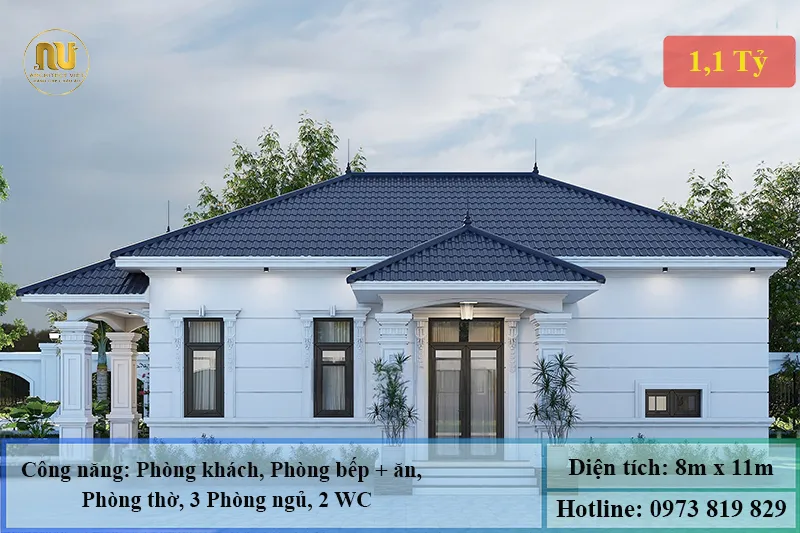 Nhà Mái Nhật 3 Phòng Ngủ 1 Phòng Thờ