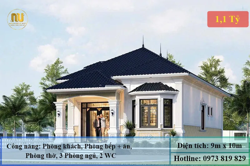 Thiết Kế Nhà 90m2 1 Tầng - Vẻ Đẹp Sang Trọng