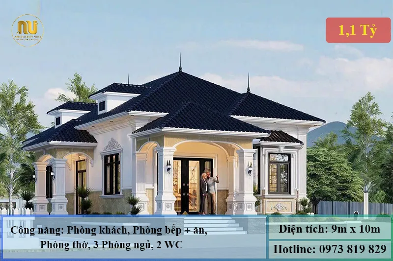 Thiết Kế Nhà 90m2 1 Tầng - Vẻ Đẹp Sang Trọng