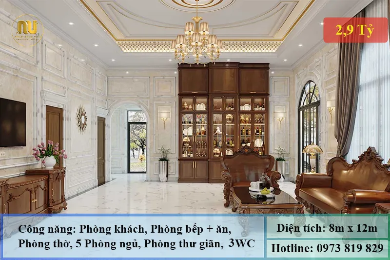 Thiết Kế Nhà Mặt Tiền 8m Sâu 12m Đẳng Cấp Chuẩn Biệt Thự