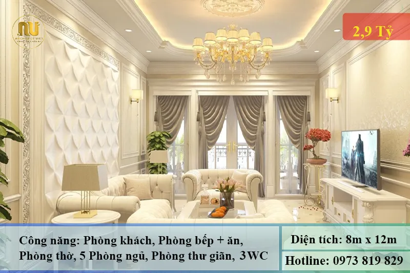 Thiết Kế Nhà Mặt Tiền 8m Sâu 12m Đẳng Cấp Chuẩn Biệt Thự