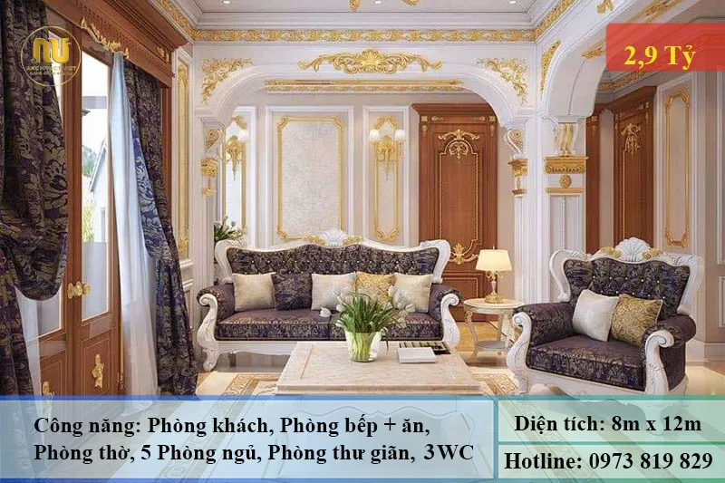 Thiết Kế Nhà Mặt Tiền 8m Sâu 12m Đẳng Cấp Chuẩn Biệt Thự