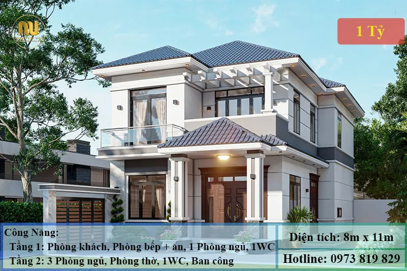 Xây Nhà 1 Tỷ 2 Tầng Đẹp Hiện Đại