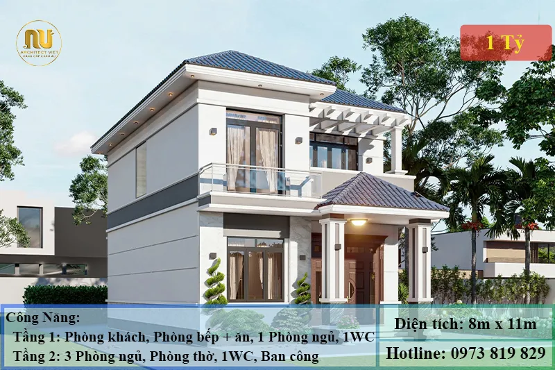 Xây Nhà 1 Tỷ 2 Tầng Đẹp Hiện Đại