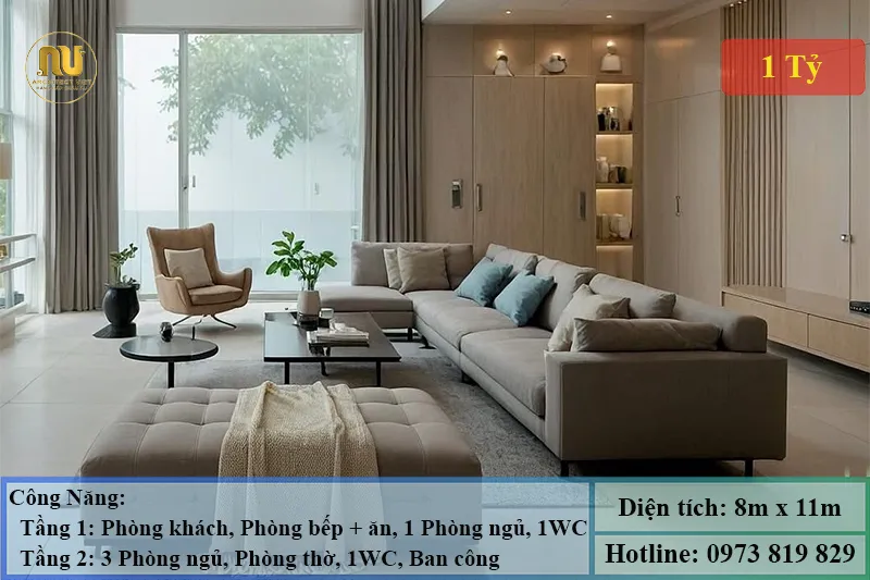 Xây Nhà 1 Tỷ 2 Tầng Đẹp Hiện Đại