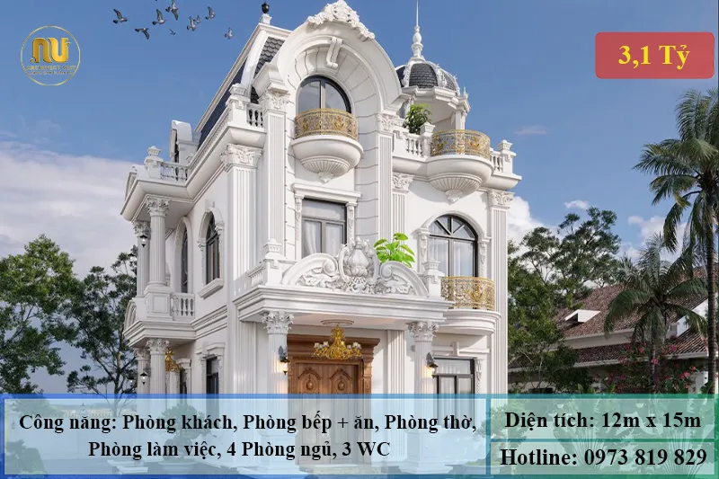 Biệt Thự Tân Cổ Điển Mặt Tiền 12m – Kiến Trúc Sang Trọng