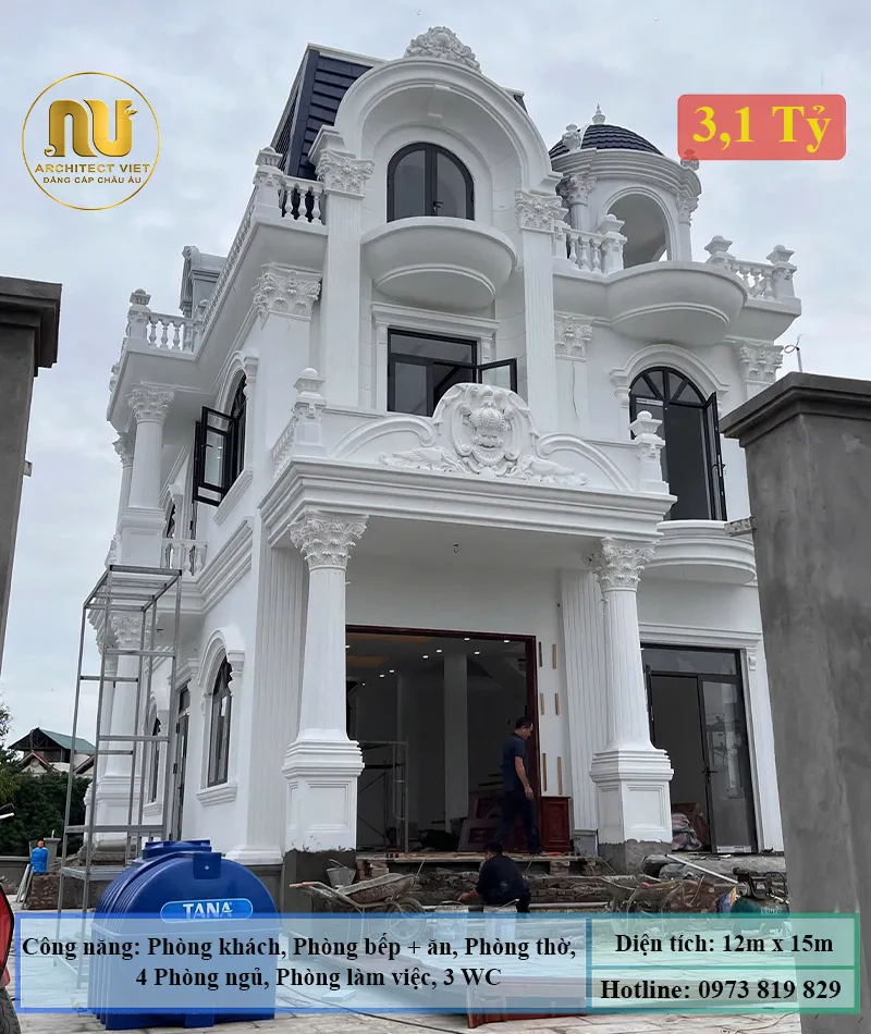 Biệt Thự Tân Cổ Điển Mặt Tiền 12m – Kiến Trúc Sang Trọng