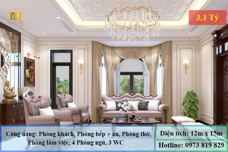 Biệt Thự Tân Cổ Điển Mặt Tiền 12m – Kiến Trúc Sang Trọng