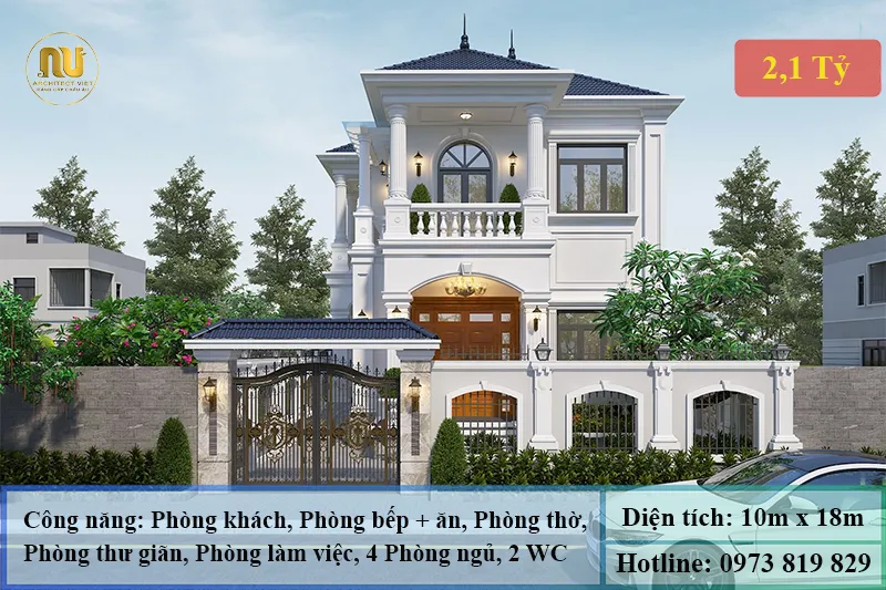 Mẫu Biệt Thự 180m2 Sang Trọng – Không Gian Sống Chuẩn