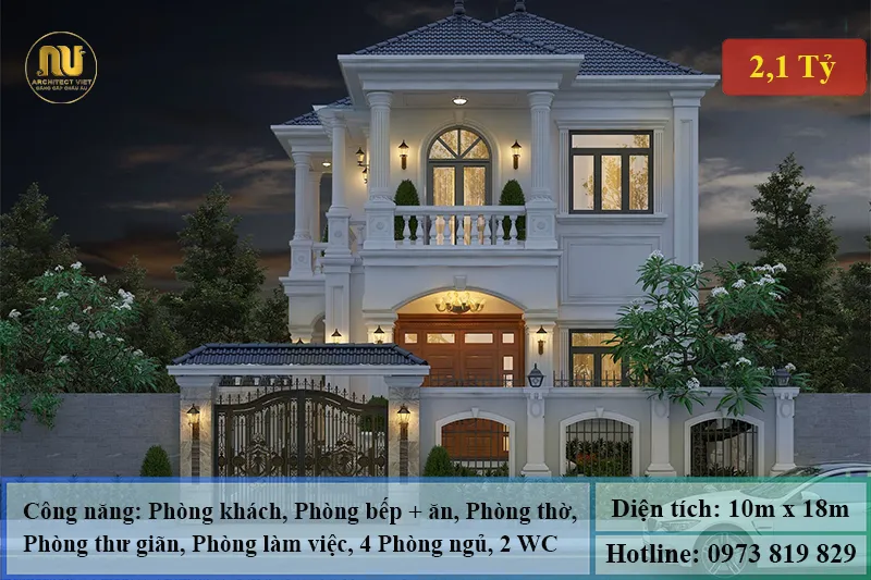 Mẫu Biệt Thự 180m2 Sang Trọng – Không Gian Sống Chuẩn