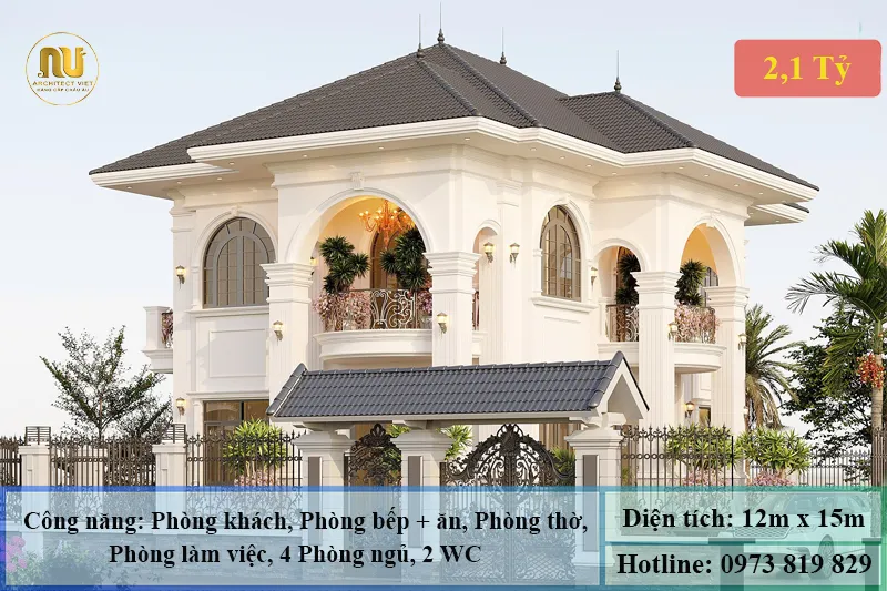 Mẫu Biệt Thự Mái Nhật 12x15m – Kiến Trúc Sang Trọng