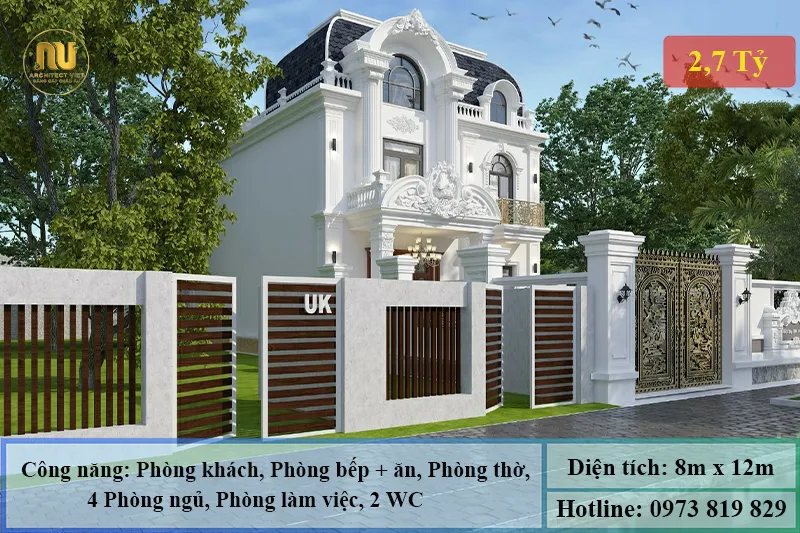 Mẫu Biệt Thự Pháp 100m2 – Kiến Trúc Sang Trọng, Đẳng Cấp