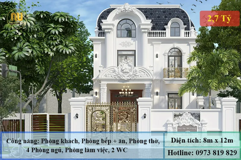 Mẫu Biệt Thự Pháp 100m2 – Kiến Trúc Sang Trọng, Đẳng Cấp