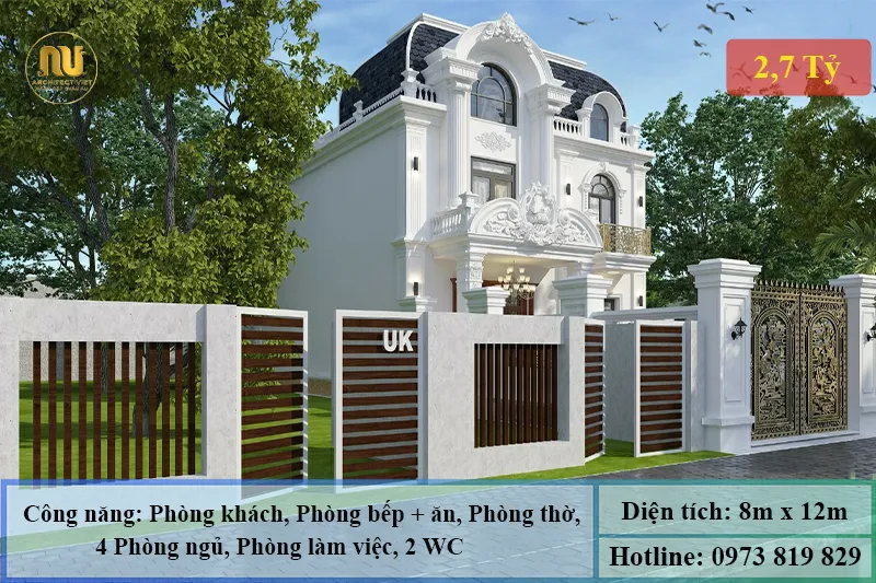Mẫu Biệt Thự Pháp 100m2 – Kiến Trúc Sang Trọng, Đẳng Cấp