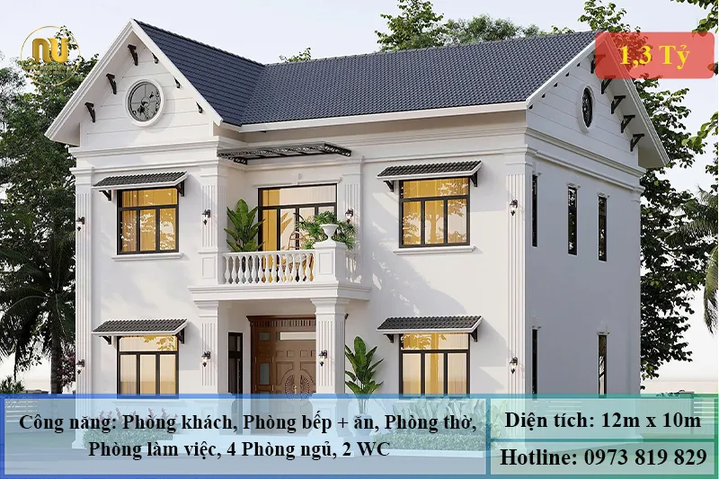 Mẫu Nhà 10x12m 2 Tầng – Không Gian Sống Sang Trọng