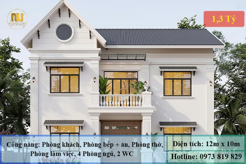 Mẫu Nhà 10x12m 2 Tầng – Không Gian Sống Sang Trọng