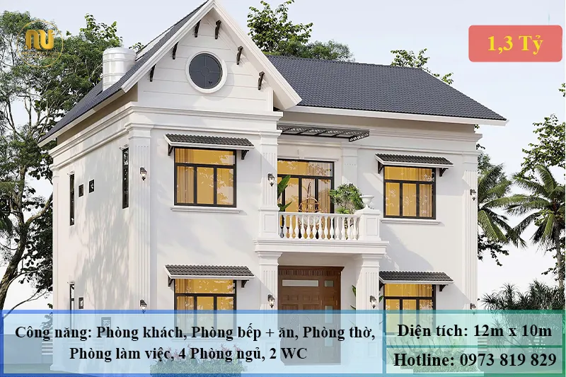 Mẫu Nhà 10x12m 2 Tầng – Không Gian Sống Sang Trọng