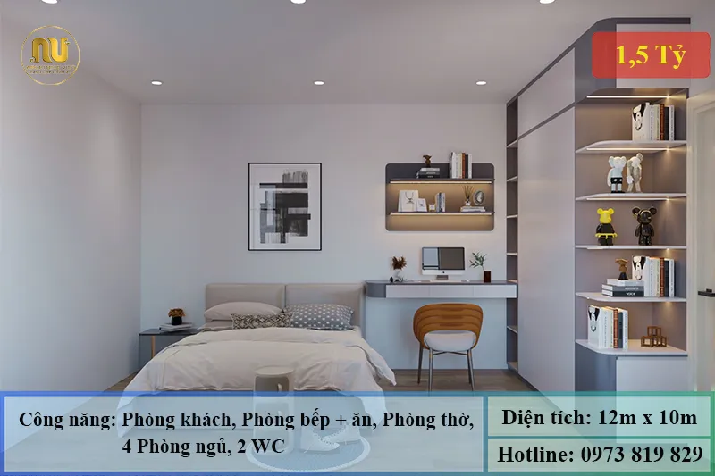 Mẫu Nhà 12x10m 2 Tầng Tân Cổ Điển 