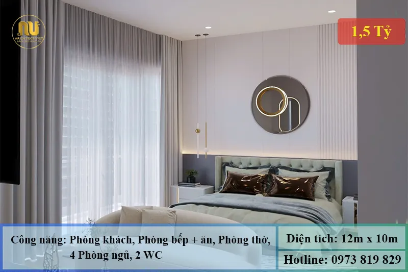 Mẫu Nhà 12x10m 2 Tầng Tân Cổ Điển 