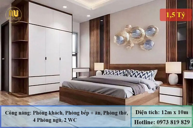 Mẫu Nhà 12x10m 2 Tầng Tân Cổ Điển 