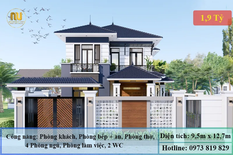 Mẫu Nhà 2 Tầng Mái Nhật 120m2 – Không Gian Sống Hiện Đại