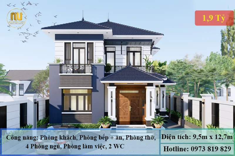 Mẫu Nhà 2 Tầng Mái Nhật 120m2 – Không Gian Sống Hiện Đại