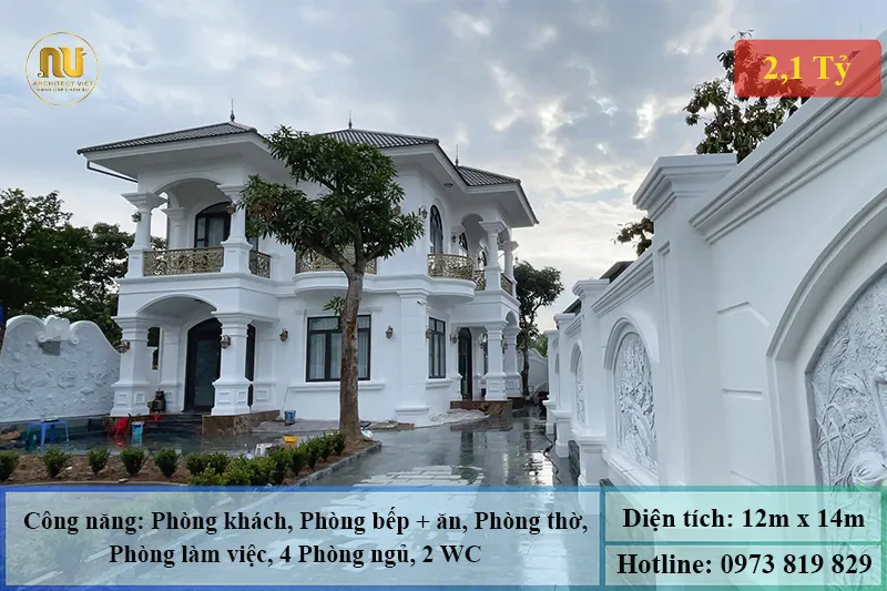 Mẫu Nhà 2 Tầng Mặt Tiền 12m Sang Trọng, Hiện Đại