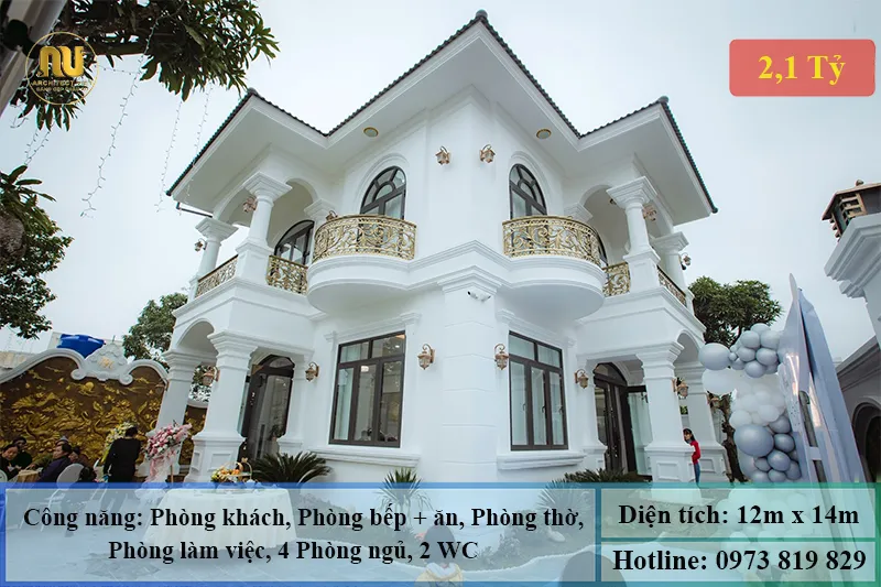 Mẫu Nhà 2 Tầng Mặt Tiền 12m Sang Trọng, Hiện Đại