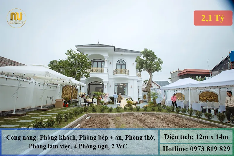 Mẫu Nhà 2 Tầng Mặt Tiền 12m Sang Trọng, Hiện Đại