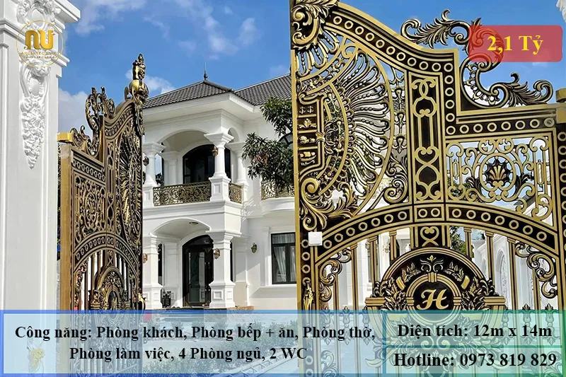 Mẫu Nhà 2 Tầng Mặt Tiền 12m Sang Trọng, Hiện Đại