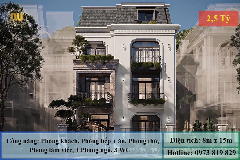 Mẫu Nhà 3 Tầng 8x15 – Thiết Kế Sang Trọng Hiện Đại