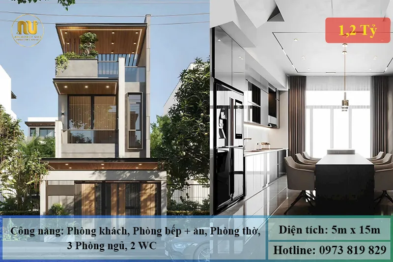 Đột Phá Kiến Trúc Mẫu Nhà 5x15m Có Giếng Trời