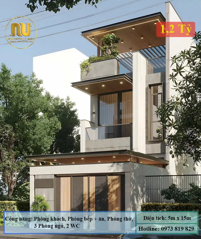 Đột Phá Kiến Trúc Mẫu Nhà 5x15m Có Giếng Trời