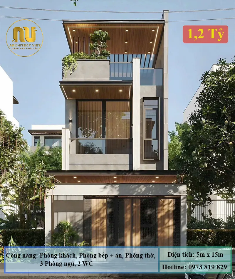 Đột Phá Kiến Trúc Mẫu Nhà 5x15m Có Giếng Trời