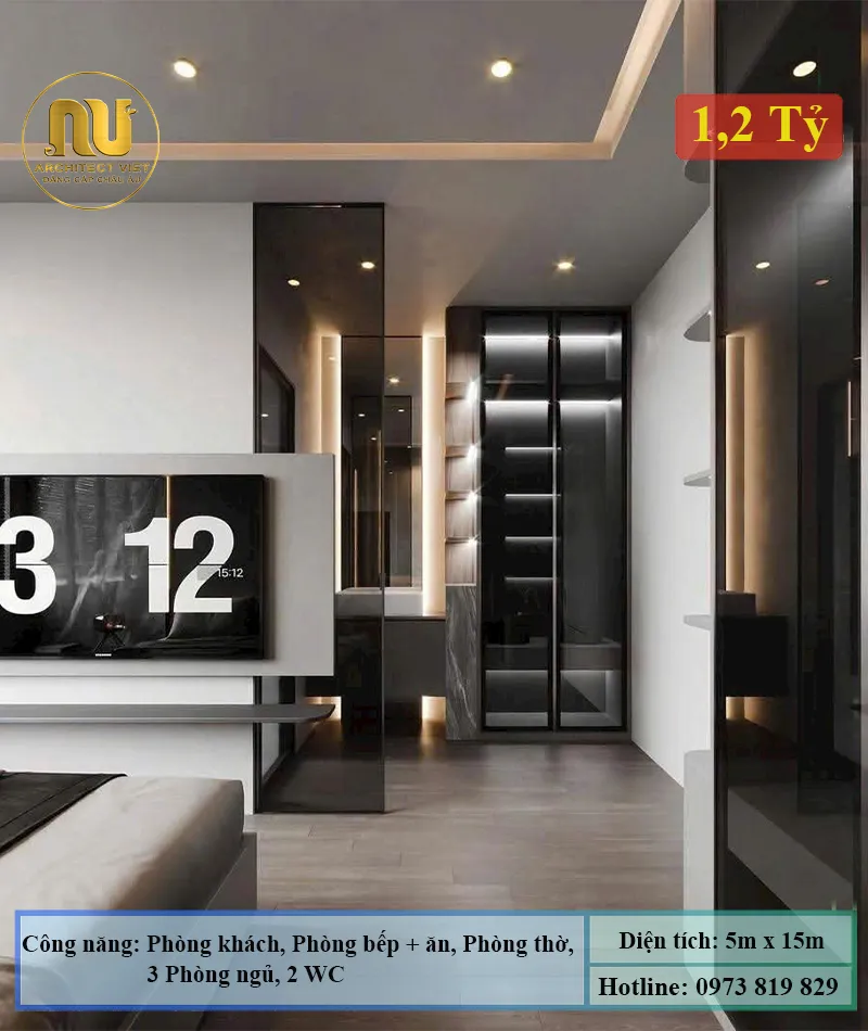 Đột Phá Kiến Trúc Mẫu Nhà 5x15m Có Giếng Trời