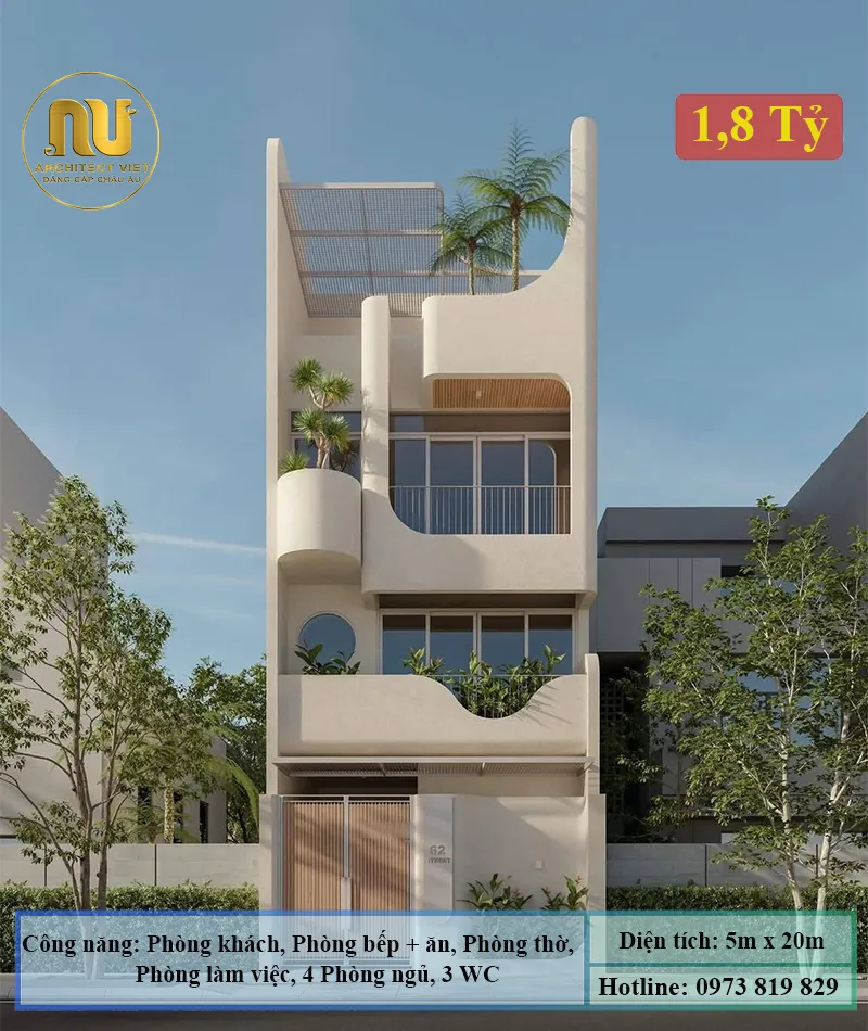 Mẫu Nhà 5x20 3 Tầng Hiện Đại, Tiện Nghi