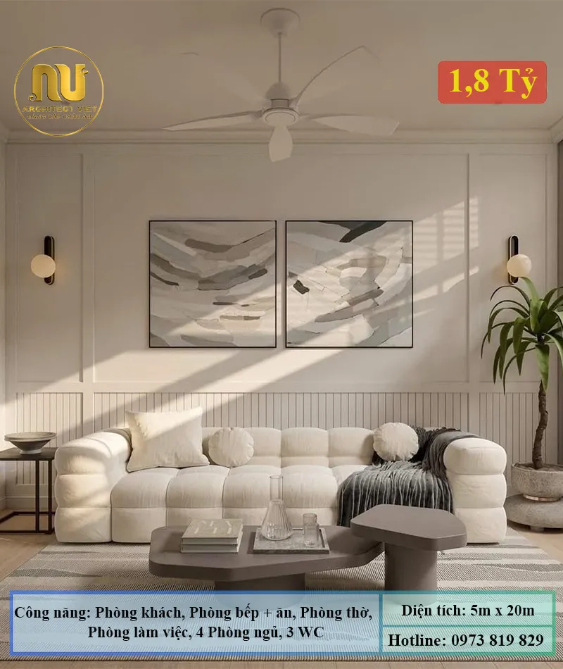 Mẫu Nhà 5x20 3 Tầng Hiện Đại, Tiện Nghi