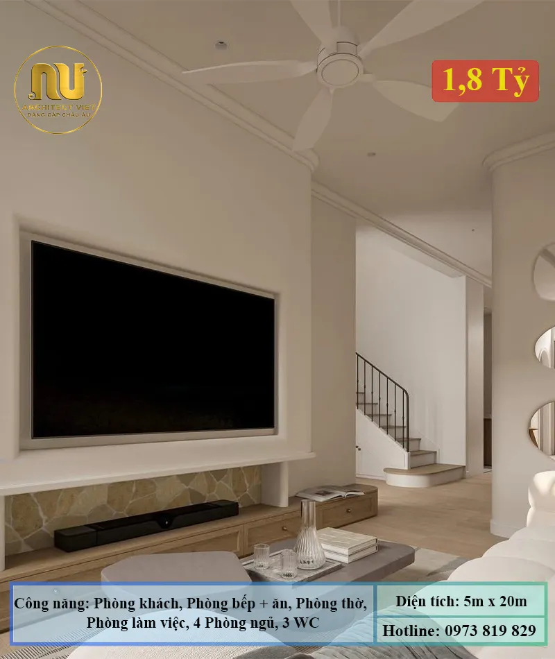 Mẫu Nhà 5x20 3 Tầng Hiện Đại, Tiện Nghi