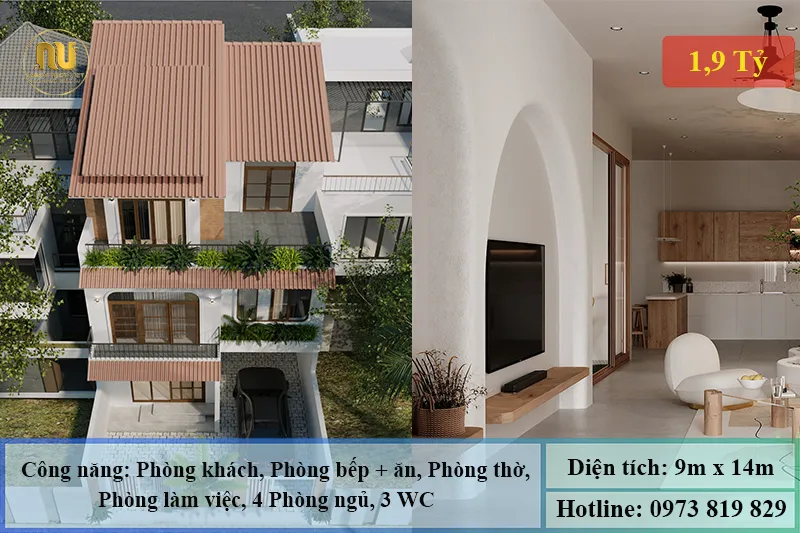 Mẫu Nhà 9x14m Hiện Đại 3 Tầng – Giải Pháp Không Gian Đẹp