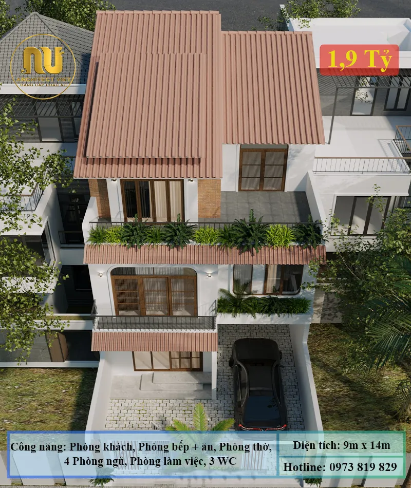 Mẫu Nhà 9x14m Hiện Đại 3 Tầng – Giải Pháp Không Gian Đẹp