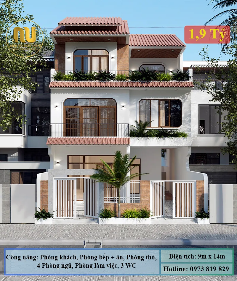 Mẫu Nhà 9x14m Hiện Đại 3 Tầng – Giải Pháp Không Gian Đẹp
