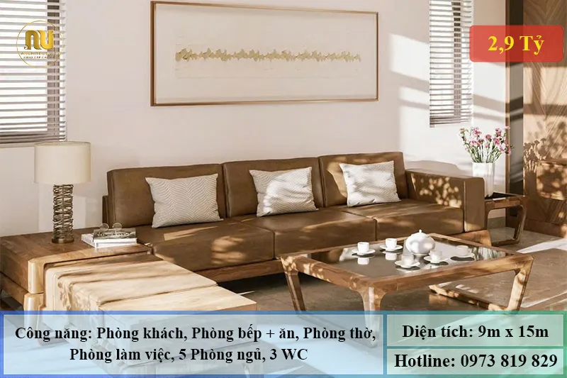 Mẫu Nhà 9x15m 3 Tầng Tân Cổ Điển