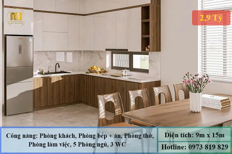 Mẫu Nhà 9x15m 3 Tầng Tân Cổ Điển