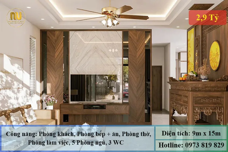 Mẫu Nhà 9x15m 3 Tầng Tân Cổ Điển
