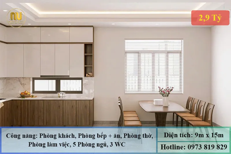 Mẫu Nhà 9x15m 3 Tầng Tân Cổ Điển