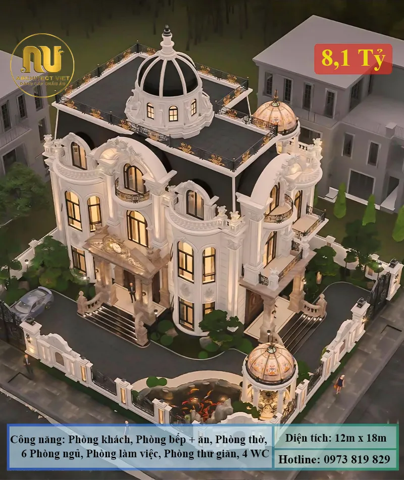 Mẫu Nhà Cổ Điển Pháp 200m2 – Dấu Ấn Kiến Trúc Hoàng Gia