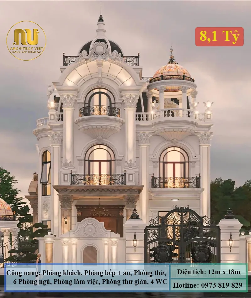 Mẫu Nhà Cổ Điển Pháp 200m2 – Dấu Ấn Kiến Trúc Hoàng Gia