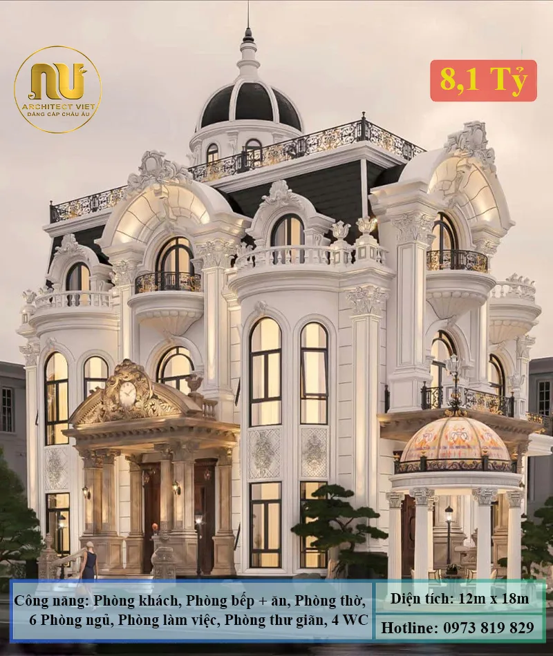 Mẫu Nhà Cổ Điển Pháp 200m2 – Dấu Ấn Kiến Trúc Hoàng Gia